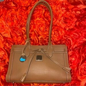 Authentic Dooney & Bourke East West Tassel Blue Leather Shoulder Purse Bag